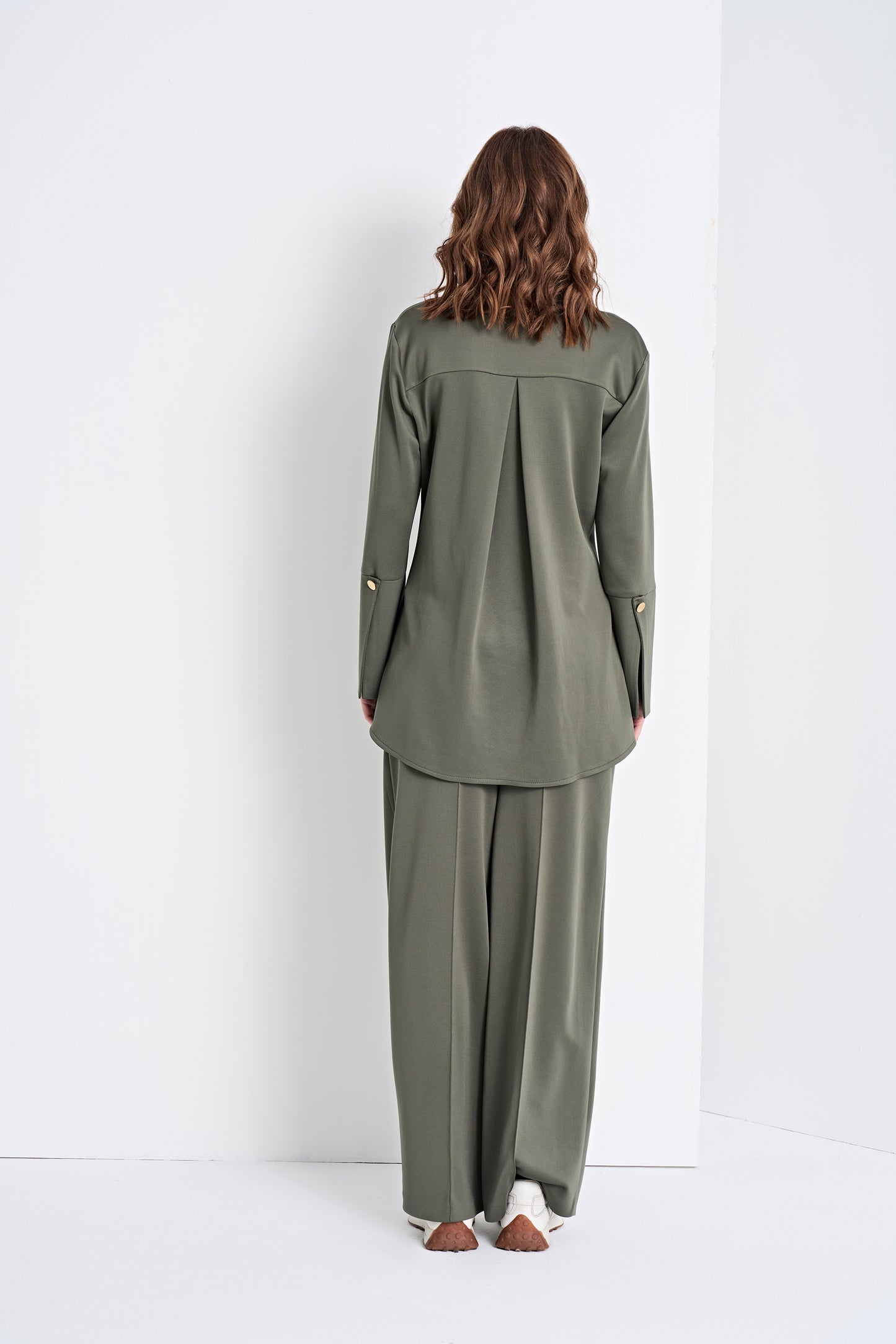 Button-Up Shirt and Wide-Leg Pants Set (Top)