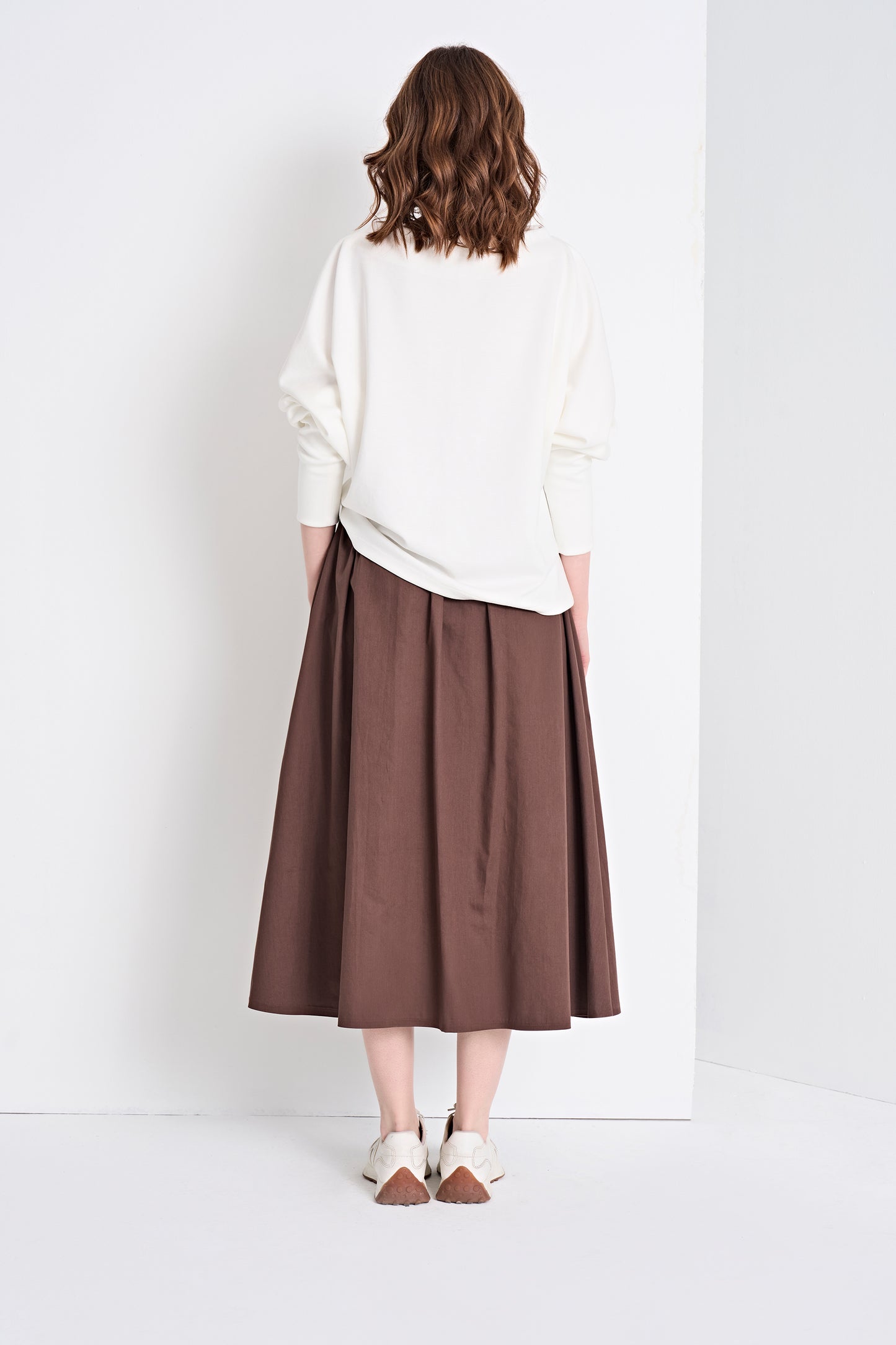 Boat Neck Top and Flowy Midi Skirt (Bottom)