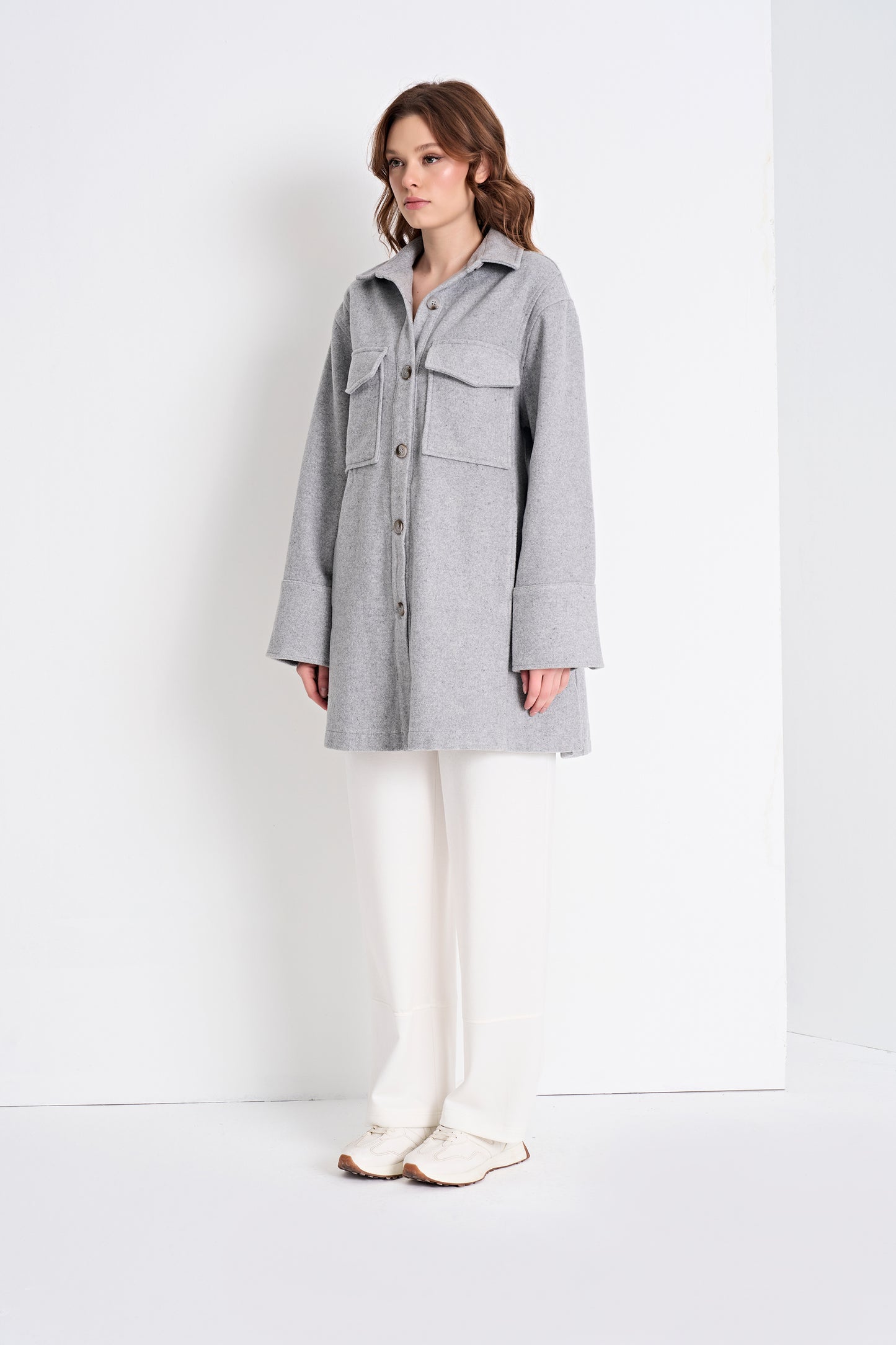 Oversized Shirt Jacket and Wide-Leg Pants (Bottom)