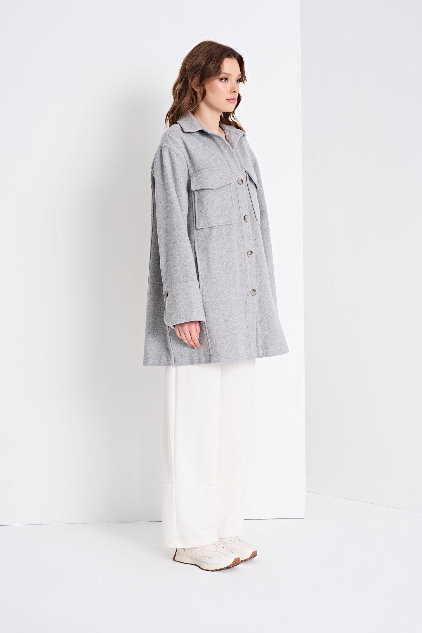 Oversized Shirt Jacket and Wide-Leg Pants (Bottom)