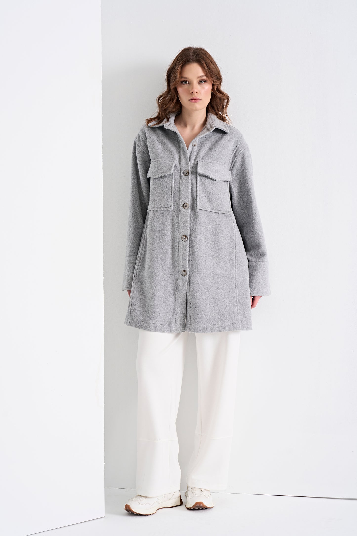 Oversized Shirt Jacket and Wide-Leg Pants (Bottom)