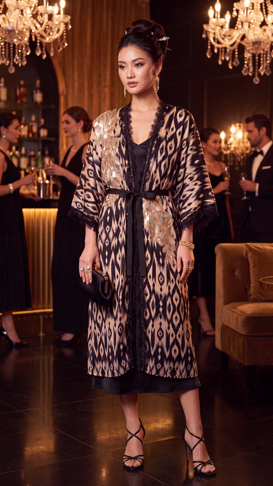 Nui Kimono - Gold Ikat