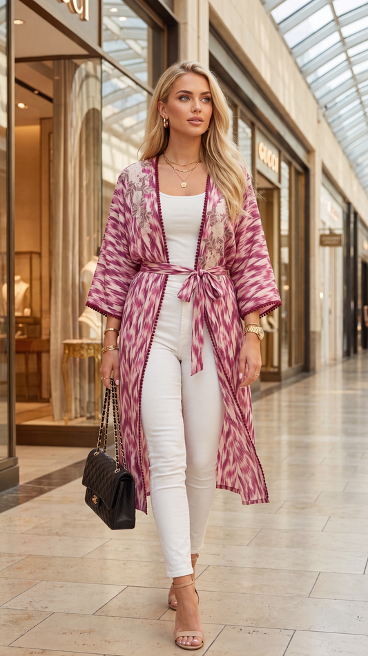 Fue Kimono - Pink Ikat